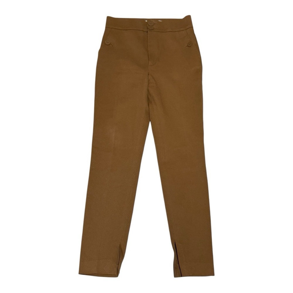ZARA Woman Studio Brown High Waist Slim Fit Pants Sz M | Side Zip | Minor Flaws
